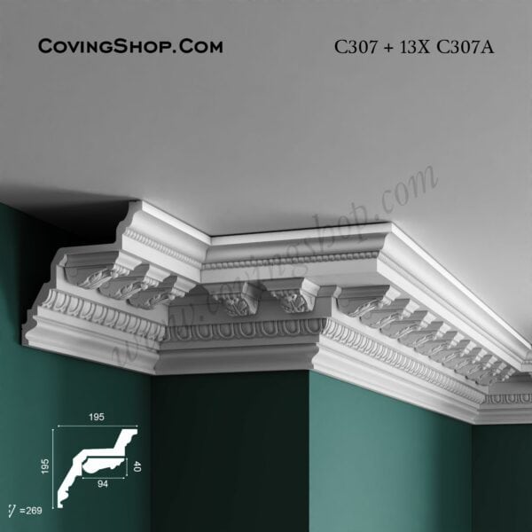 C307A Coving Decorative Element 75mm x 40mm x 94mm